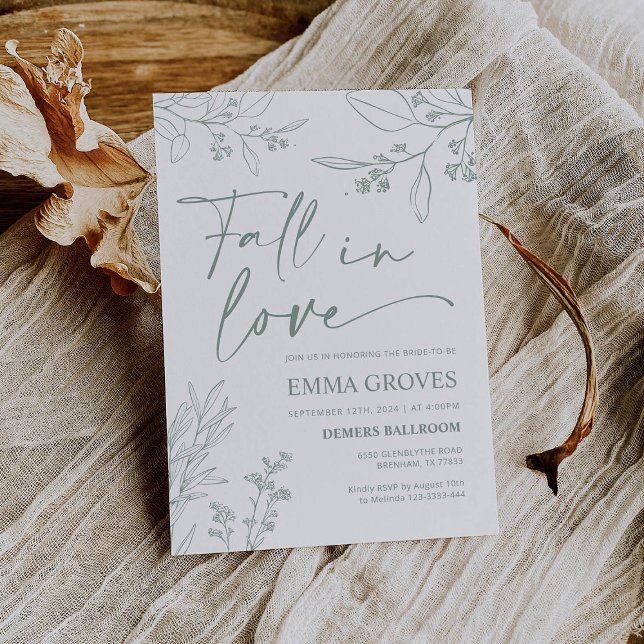 Sage Green  Bridal Shower Fall in Love Invitation (Creator Uploaded)
