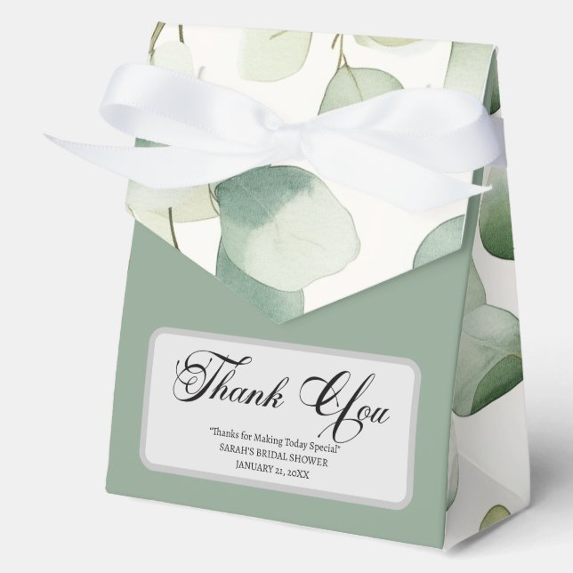 Sage Green Bridal Shower Favor Boxes (Front)