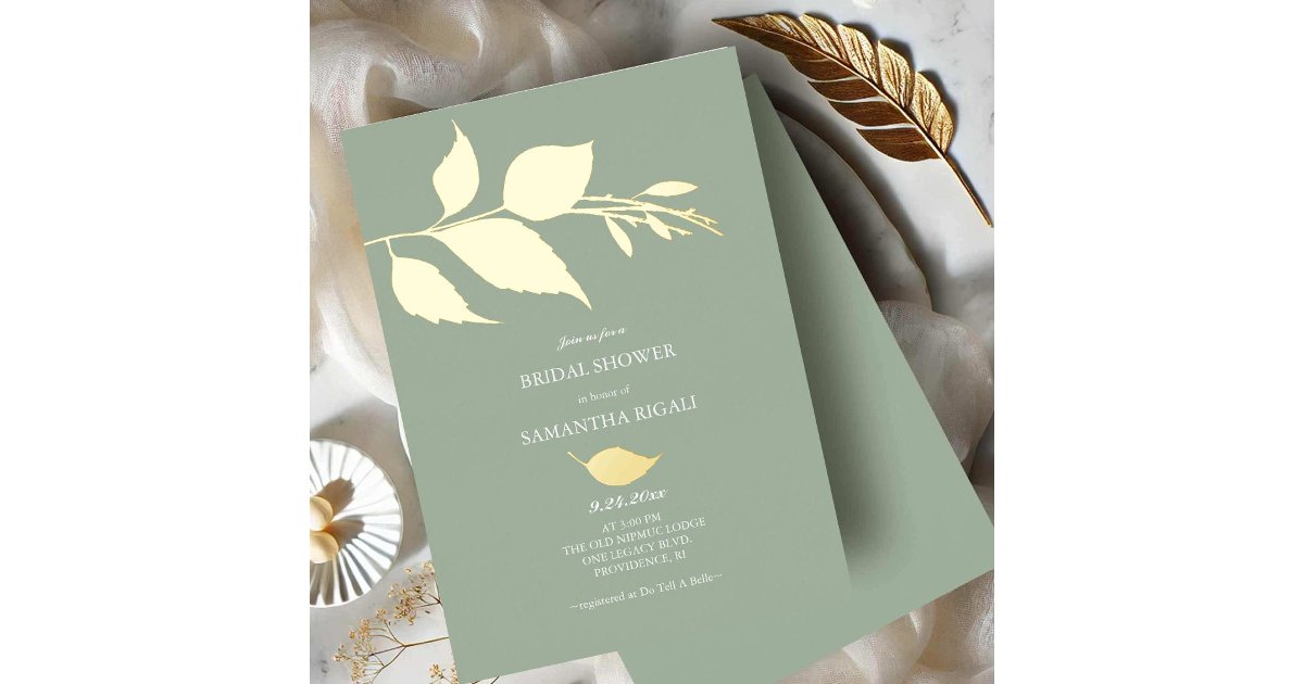 Sage Green Bridal Shower Invitations | Zazzle