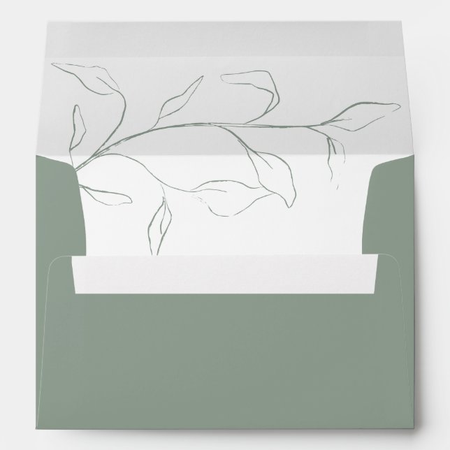 Sage Green Bridal Shower or Wedding Invitation Env Envelope (Back (Bottom))