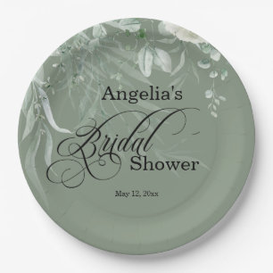 Sage Green Bridal Shower Paper Plates