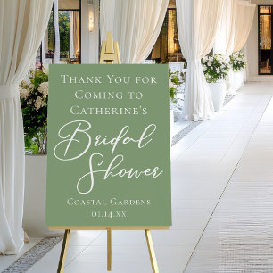 Sage Green Bridal Shower Personalized White Script Foam Board
