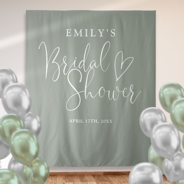 Sage Green Bridal Shower Photo Backdrop (Sage Green Bridal Shower Photo Backdrop)