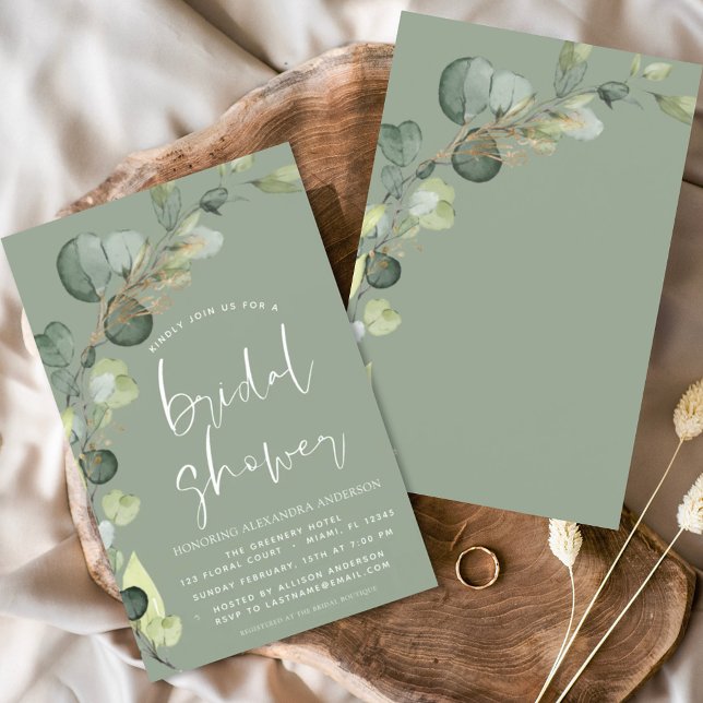 Sage Green Bridal Shower Rustic Invitation (Creator Uploaded)