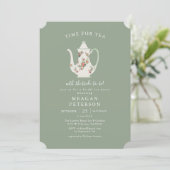 Sage Green Bridal Shower Tea Party  Invitation (Standing Front)