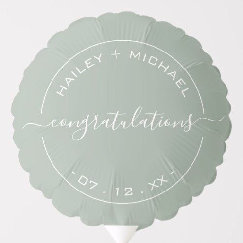 Sage Green Bridal Shower Wedding Congratulations Balloon
