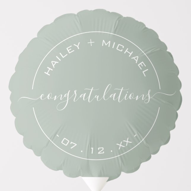Sage Green Bridal Shower Wedding Congratulations Balloon (Front)