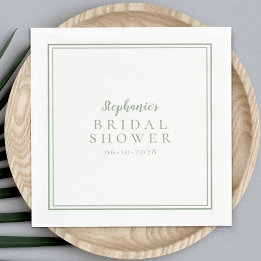 Sage Green Bridal Shower Wedding Simple Modern Napkins