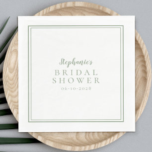 Sage Green Bridal Shower Wedding Simple Modern Napkins