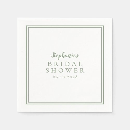Sage Green Bridal Shower Wedding Simple Modern Napkins