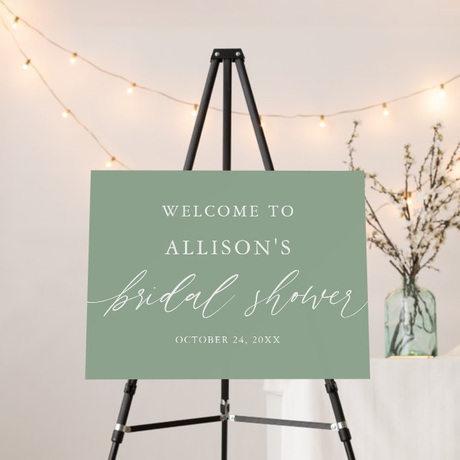 Sage Green Bridal Shower Welcome Foam Board (In Situ (Stand))