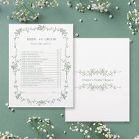 Sage Green 'Bride or Groom' Bridal Shower Game