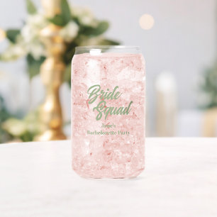 Sage Green Bride Squad Bachelorette Party Can Glass