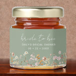 Sage Green Bride to Bee Wildflower Bridal Shower Honey Jar Favors<br><div class="desc">Celebrate the bride-to-be with these Sage Green Bride to Bee Wildflower Bridal Shower Honey Jar Favors! Featuring a delicate wildflower design and charming bee theme in soft sage green, these honey jars are a whimsical and meaningful keepsake for guests. Perfect for a nature-inspired, rustic, or garden-themed bridal shower, they add...</div>