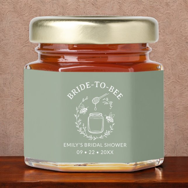 Sage Green Bride to Bee Wreath Bridal Shower Honey Jar Favors (Creator Uploaded)