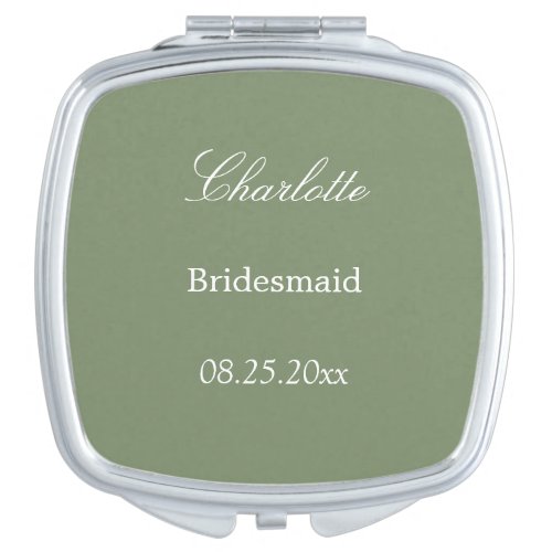 Sage Green Bridesmaid Favor Compact Mirror
