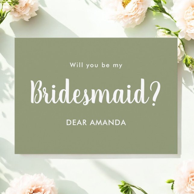 Sage Green Bridesmaid Proposal Minimalist Invitation (Creator Uploaded)