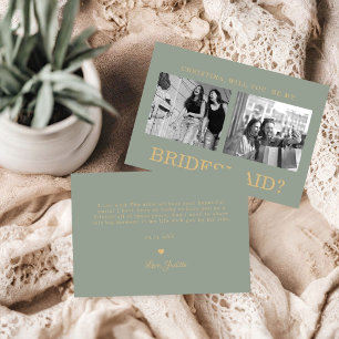 Sage Green Bridesmaid Proposal Photo Card
