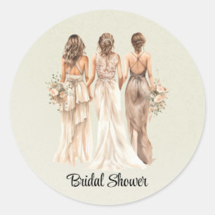 Sage Green Bridesmaids Bridal Shower Classic Round Sticker