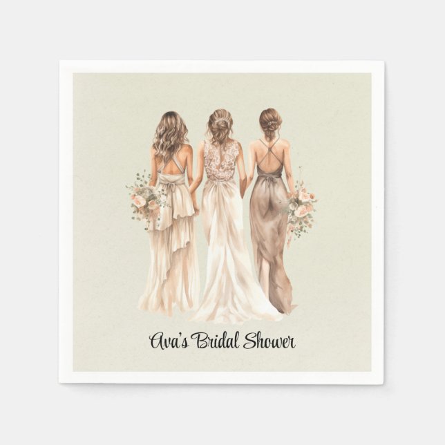 Sage Green Bridesmaids Bridal Shower Napkins (Front)