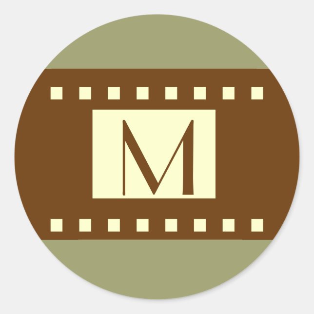 Sage Green Brown Cream Monogram Wedding Label (Front)