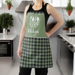 Sage Green Buffalo Plaid Kitchen Name Apron<br><div class="desc">Introducing our stylish Plaid Kitchen Name Apron, a must-have accessory for the modern chef. Made from high-quality materials, this apron combines classic buffalo plaid design with a personalized touch. Crafted for both style and functionality, the apron features a timeless buffalo plaid pattern that adds a touch of rustic charm to...</div>