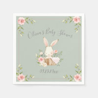 Sage Green Bunny Rabbit Baby Shower  Napkins