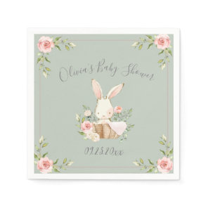 Sage Green Bunny Rabbit Baby Shower  Napkins