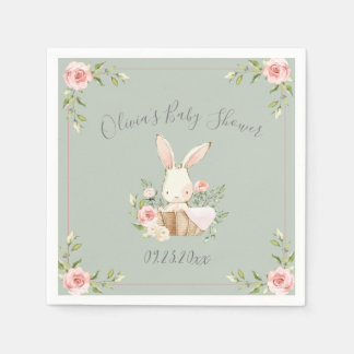 Sage Green Bunny Rabbit Baby Shower  Napkins