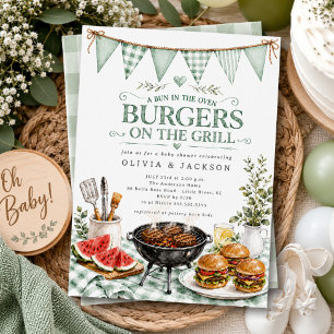 Sage Green Burgers on the Grill Invitation