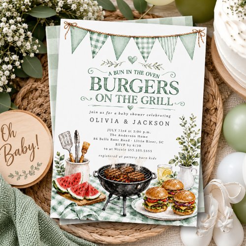 Sage Green Burgers on the Grill Invitation
