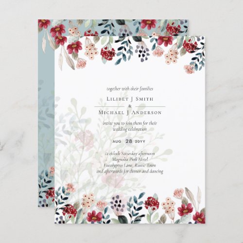 Sage Green Burgundy Blue Floral Wedding