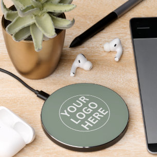 Sage Green Business Logo Charger Branded Tech