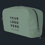 Sage Green Business Logo Name Instagram Travel Dopp Kit<br><div class="desc">Custom Business Logo organic sage green Name Company Promotional Instagram Travel Dopp kit featuring a simple and modern template with your business logo, photo or image and any personalized text. Add company name, social media, website, contact or any marketing info. The modern dopp kit is fully customizable with any color,...</div>