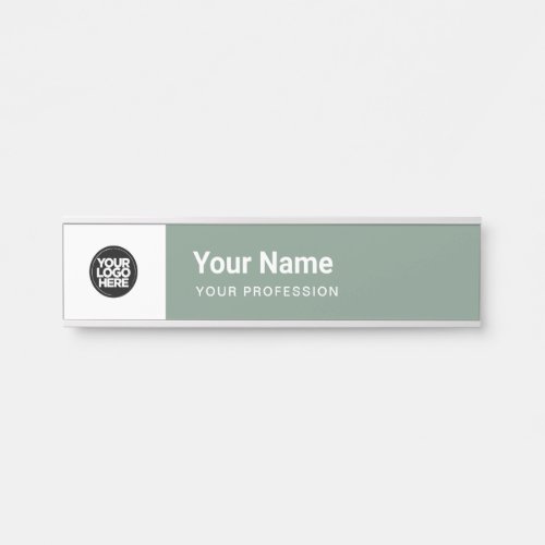 Sage Green Business Logo Name Profession Door Sign