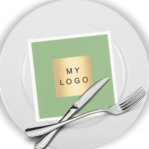 Sage green business logo napkins