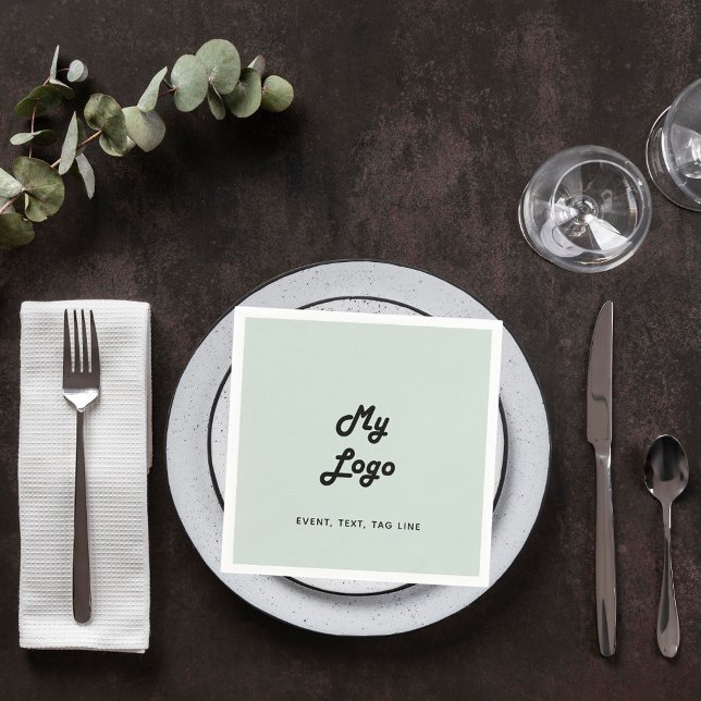 Sage green business logo napkins (Creator Uploaded)