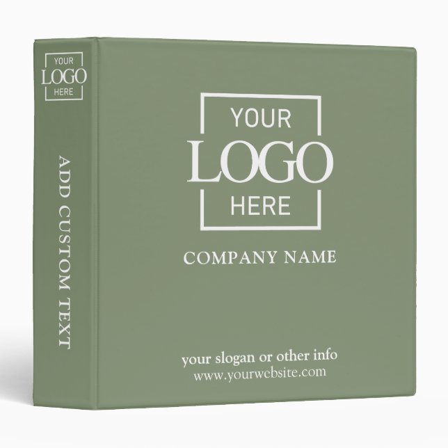 Sage Green Business Logo Professional No Minimum 3 Ring Binder (Front/Spine)