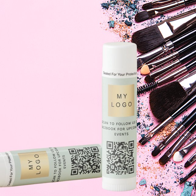 Sage green business logo QR code Facebook Lip Balm (Creator Uploaded)