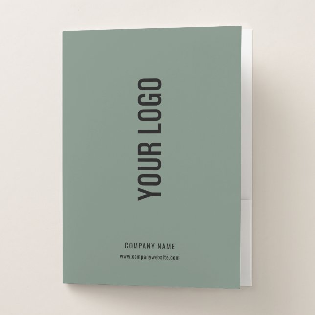 Sage Green Business Presentation Folders with Logo (Front)