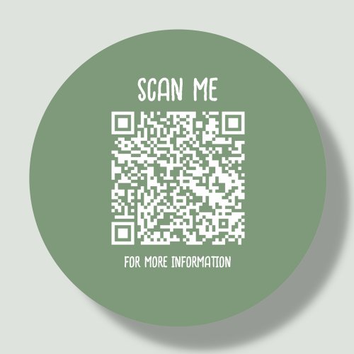 Sage Green  Business QR Code Scannable Classic Round Sticker
