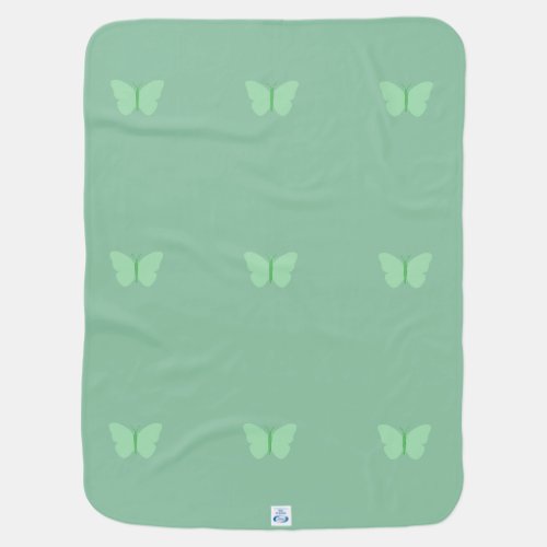 Sage Green Butterfly Baby Blanket