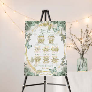Sage Green Butterfly Quinceañe Seating Chart Foam Board
