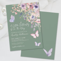 Sage Green Butterfly Wildflower Baby Shower