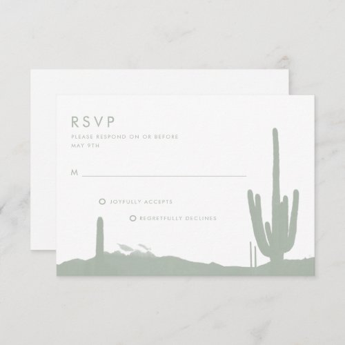 Sage Green Cactus Desert Wedding RSVP Card