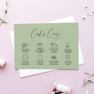 Sage Green Cake Care Instruction Card