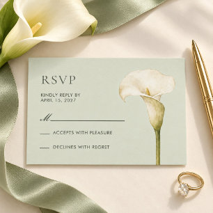Sage Green Calla Lily Wedding RSVP Card
