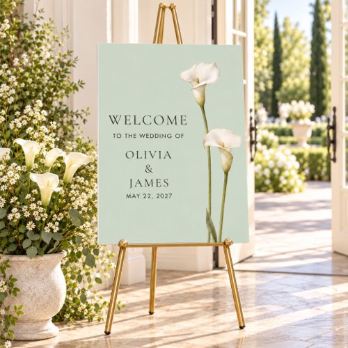 Sage Green Calla Lily Wedding Welcome Sign