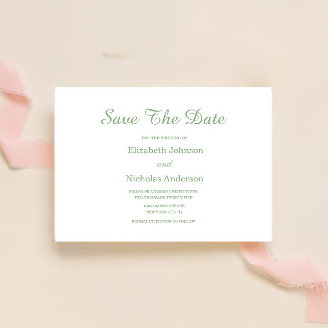 sage green calligraphy and typography classic  save the date (Creator Uploaded)