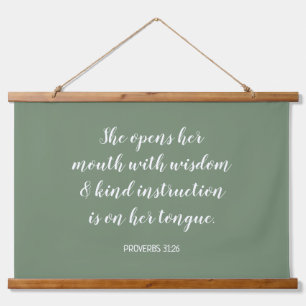 Sage Green Calligraphy Bible Verse Text Hanging Tapestry